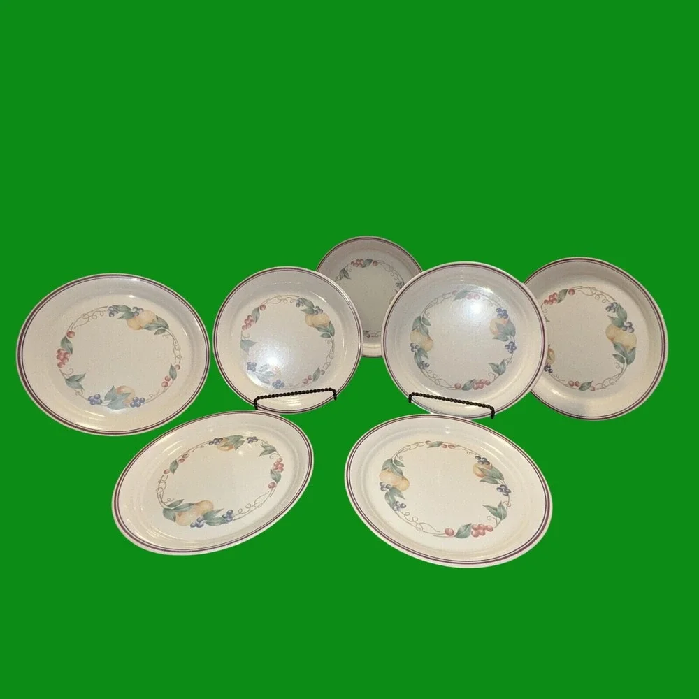 Corelle‎ Corning Ware Set of Seven 7 ABUNDANCE Fruit Design Luncheon Plates
